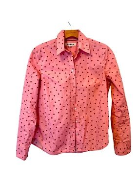 Boden Pink with Red Polka Dots Cotton Shirt Small